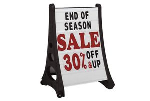 SSW Basics White, Red, and Black Quick Load Rolling Sidewalk Sign Kit - 29” W