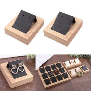Lots 2 Earring Card with Bamboo Tray Organizer Jewelry Accs Decoration Black