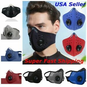 Face Mask Reusable Washable Dual Exhalation Valve Mouth Cover with PM 2.5 Filter
