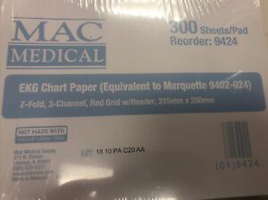 EKG chart paper(equivalent to marquette 9403-024 z fold 300 sheets/lot Of 14 Pak