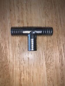 FOOD GRADE STAINLESS STEEL 1/2&#034; x 1/2&#034; x 1/2” BARB T TEE HOSE FITTING SPLICE