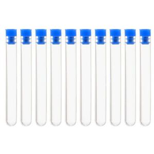 50 Pcs Centrifuge Test Tubes Round Bottom Polystyrene with  Blue Cap 13 x 100mm