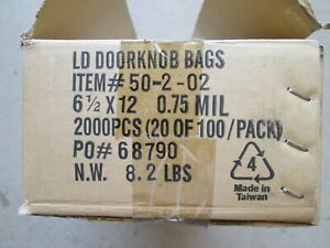 6 1/2&#034; x 12&#034; - 0.75 Mil - CLEAR PLASTIC DOOR HANGER DOOR KNOB BAGS- 1200 Count