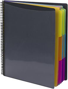 Smead 24 Pocket Poly Project Organizer, Letter Size, 1/3-Cut tab, Gray with Brig