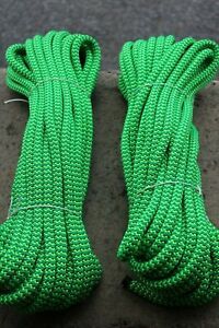 TWO Yale XTC-24 Strand Arborist Rope, Tree Climbing Line 7/16&#034; x 72&#039; Green, 144&#039;