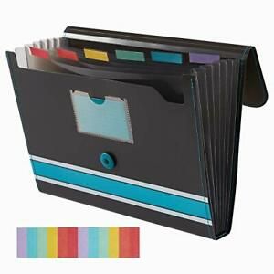 Sooez Expanding File Folder Paper Organizer with Sticky Labels, 7 (Blue)