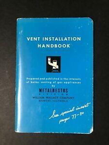 Vintage 1953 Metalbestos Gas Vent Installation Handbook, Pocket Size