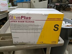 GLOVEPLUS - Latex Exam Gloves - Powder Free - 100 box / 10 boxes case / SMALL