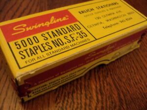 SWINGLINE 5000 STANDARD STAPLES NO. S. F.-35 RED METAL CORNERS RED &amp; YELLOW BOX