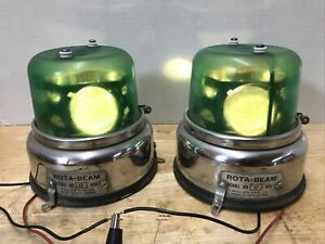 Vintage Whelen Rota-Beam Model 66 Green Beacon Car Truck Restore Strobe Lights