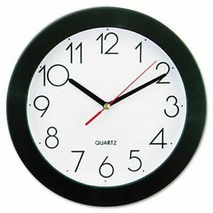 Universal Round Battery Wall Clock, 9-3/4in, Black, Each (UNV10421)