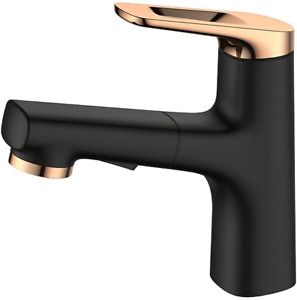 JiuZhuo Bathroom Sink Faucet with Pull Out Sprayer, Single Handle Basin Mixer