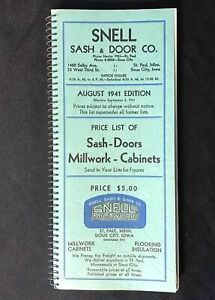1941 Snell Sash &amp; Door Co Catalog Millwork Cabinets &amp; More vintage Architectural