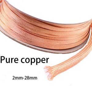 Copper / Tinned Copper Braided Sleeve Metal Shielding Cable Sleeving 2mm - 28mm