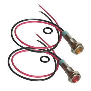2pcs Pre-wired 12V 6mm LED Dash Panel Warning  Light Indicator Car Boat
