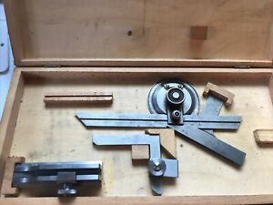 Bevel Protractor, 6&#034; blade, PEP Germany With Wooden Box