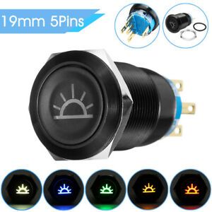 19mm 12V LED Push Button On Off Self Lock Dome Light Switch For Car Lorry  # +