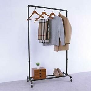 Industrial Pipe Clothing Racks on Wheels,35in L35&#039;&#039; x H59&#039;&#039; x W13.8&#039;&#039; Black