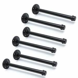 3/4&#034; Industrial Black Iron Pipe Shelf Brackets Rustic Wall Mounted DIY Shelvi...