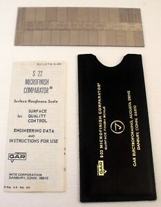 GAR S-22 Microfinish Comparator Surface Finish Scale with Instructions &amp; Sleeve