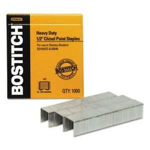 Stanley Bostitch Heavy-Duty Staples, 1/2 Inch Leg, 1,000 Staples (BOSSB35121M)