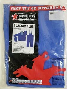 River City Garments Classic Plus Sz 3X Blue Rain Suit .35mm PVC 3 Pc Waterproof