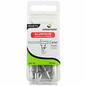 FPC62A Short Aluminum Rivets - 3/16&#034; Diameter, 1/8&#034; Grip - 18 Count