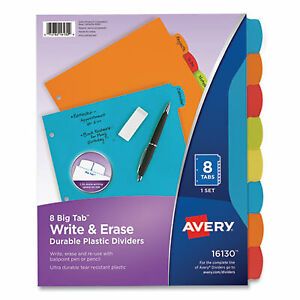 Avery Divider,Write,Erase,8tab 16130