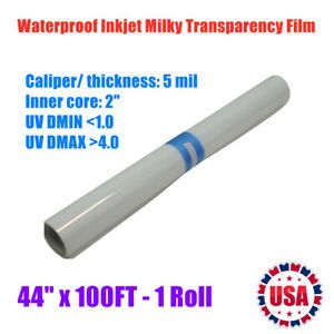 CALCA 44&#034;x100FT Roll Waterproof Inkjet Milky Transparency Film for Screen Print