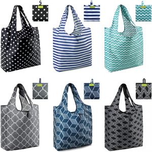 Shopping Bags Reusable Grocery Tote Bags 6 Pack XLarge 50LBS Ripstop Geometric