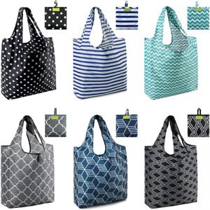 Shopping Bags Reusable Grocery Tote Bags 6 Pack XLarge 50LBS Ripstop Geometric