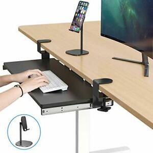 TrayClicks Clamp on Keyboard Tray Under Desk Sliding Drawer Shelf Slides for ...