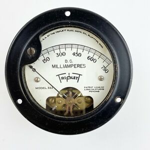 Vintage Triplett 0-750 MA DC Model 322 Panel Meter Untested