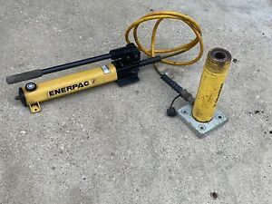 Enerpac P392 Hydraulic Hand Pump RC 258 hydraulic Ram 25 Ton With 10 Foot Hose