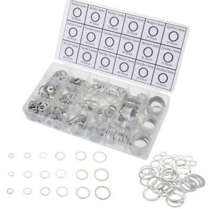 450Pcs Assorted Car Engine Crush Washers Seal Flat Ring Gasket Set  Aluminum New