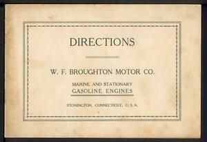 1905 BROUGHTON GASOLINE ENGINE Instructions Marine Stationary STONINGTON CT Rare