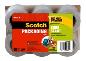 Scotch Sure Start Packaging Tape, Clear, 1.88&#034; x 900&#034;, 6 Rolls