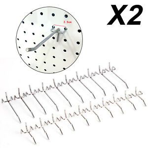 5/10pcs Fits 25/33mm Board Slatwall Hanging Kit Pegboard Hooks Silver