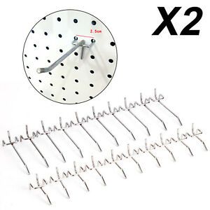 5/10pcs Fits 25/33mm Board Slatwall Hanging Kit Pegboard Hooks Silver