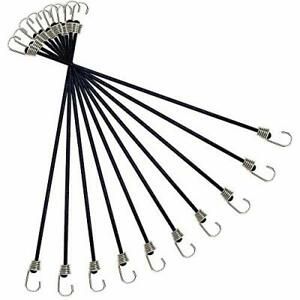 10 Pack Mini Bungee Cords with Hooks, 9 Inch Rubber Stretchy Bungee 9 IN Black