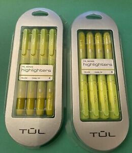 2 NEW Pack Of 4 TUL Highlighter, Chisel Tip, Fluorescent Yellow