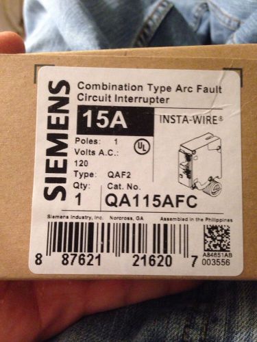 Siemens QA115AFC Arc Fault Circuit Breaker, 15 Amp