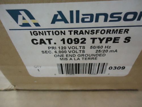 ***nib*** allanson #1092 type s 120v-6000v ignition transformer ***nib*** for sale