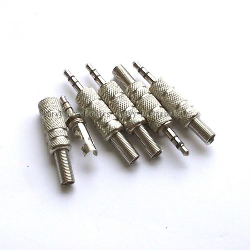 5pcs 1/8&#034; 3.5mm Male Plug Coaxial Audio Connector Solder Silver Tone