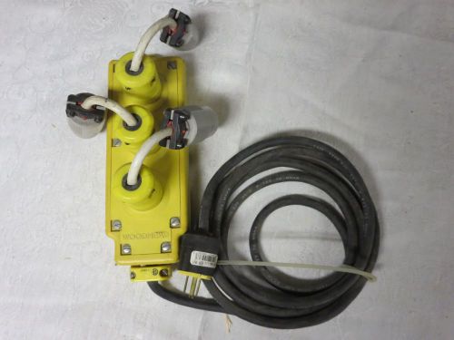 Woodhead 3 outlet Multi Tap Box with converter cables. 15amp plugs 125V good con