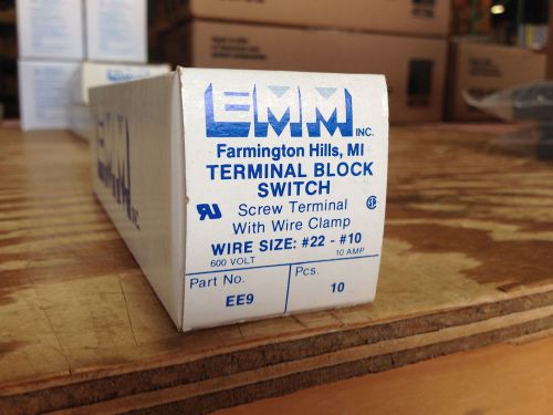 Emm terminal block ee9 &#034;disconnect&#034; 600v 10-22awg *new set of 10* for sale