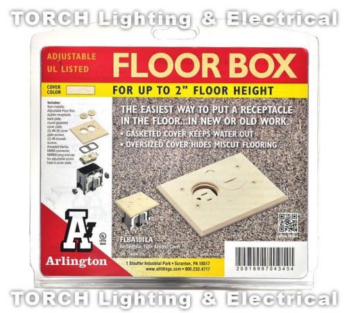 NEW ARLINGTON Non-Metallic Floor Box for up to 2&#034; floor height. FLBA101LA NIB
