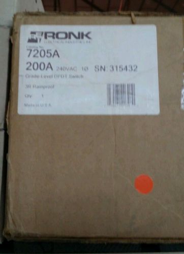 RONK 7205A double pole double throw 200amp 240 volt transfer switch brand new