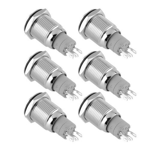 6pcs blue led 16mm 12v switch self latching push button high flush waterproof for sale
