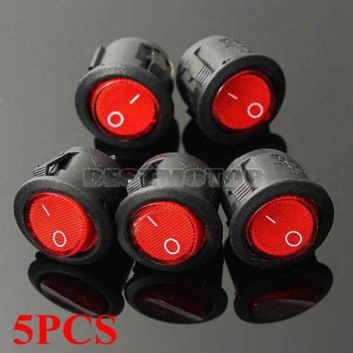 5pcs ac 250v auto round red rocker light on-off spst toggle switch control 2pin for sale